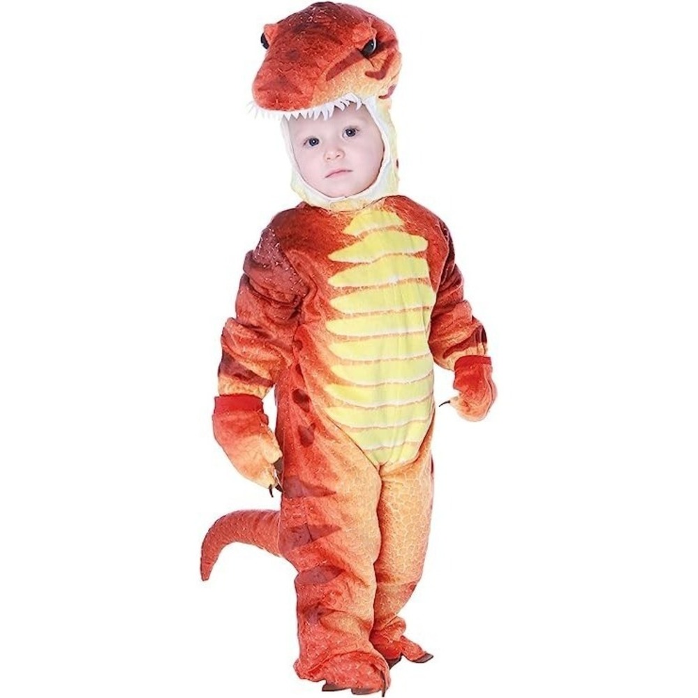 Underwraps Toddler T-Rex Dinosaur Costume Size 4-6 Rust Jumpsuit Halloween